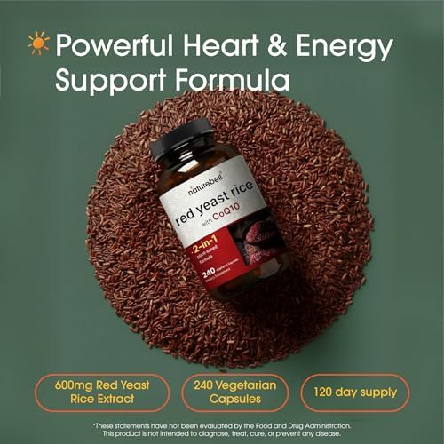 NatureBell Arroz Rojo de Levadura con CoQ10 - 240 Cápsulas Vegetarianas para Salud Cardiaca, Energía, Bienestar Cerebral y Antioxidantes* - imagen 2