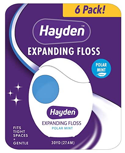 Hilo Dental Expandible Hayden - Paquete de 6, Sabor Menta Polar, 180 Yardas, Limpieza Suave entre Dientes, Libre de PFA - imagen 1