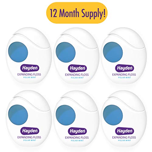 Hilo Dental Expandible Hayden - Paquete de 6, Sabor Menta Polar, 180 Yardas, Limpieza Suave entre Dientes, Libre de PFA - imagen 2