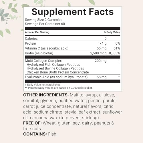 Micro Ingredients Multi Collagen Peptides, 120 Gomas de Colágeno | Proteínas Tipo I, II, III, V, X con Biotina, Ácido Hialurónico y Complejo de - imagen 4