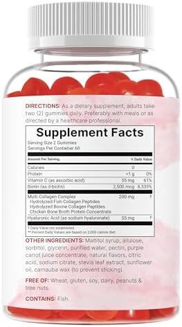 Micro Ingredients Multi Collagen Peptides, 120 Gomas de Colágeno | Proteínas Tipo I, II, III, V, X con Biotina, Ácido Hialurónico y Complejo de - imagen 8