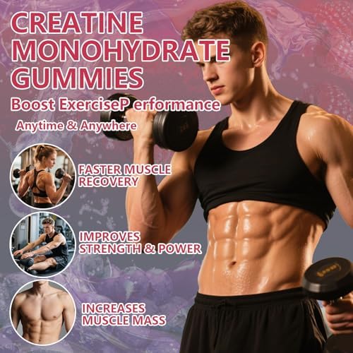 Gomitas de Creatina Monohidratada Crasye 5000 MG para Hombres y Mujeres, Suplemento Pre-Entrenamiento Sin Azúcar con Taurina y BCAA para Energía y - imagen 6