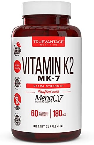 Suplemento de Vitamina K2 MK-7 180mcg - Apoya la Salud Ósea y Cardiovascular - 60 Cápsulas Vegetales Fáciles de Tragar de MenaQ7 K2 MK7 - imagen 1