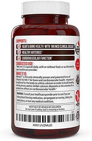 Suplemento de Vitamina K2 MK-7 180mcg - Apoya la Salud Ósea y Cardiovascular - 60 Cápsulas Vegetales Fáciles de Tragar de MenaQ7 K2 MK7 - imagen 6