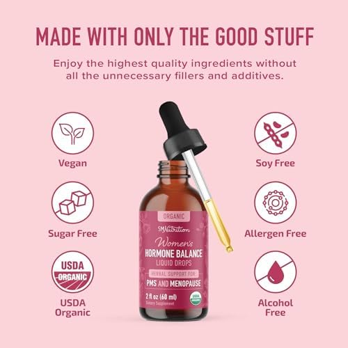 Gotas Líquidas para el Equilibrio Hormonal | Con Cohosh Negro, Ortiga, Hoja de Frambuesa Roja, Vitex y Más | Alivio para Menopausia, Sofocos y PMS | - imagen 5
