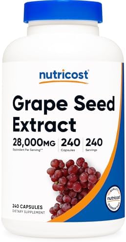 Extracto de Semilla de Uva Nutricost 240 Cápsulas - 240 Porciones, Libre de GMO y Gluten, Apto para Vegetarianos - imagen 1