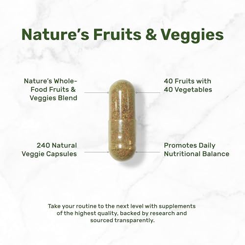 Suplemento de Frutas y Verduras de Nature’s, 240 Cápsulas Vegetales – 80 Superalimentos para el Equilibrio Diario – 40 Frutas y 40 Verduras – Sin - imagen 3