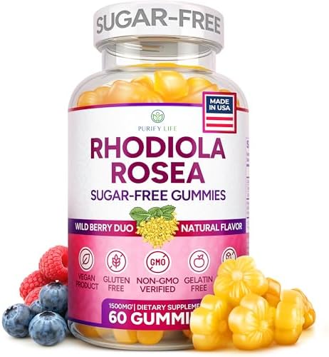 Gomitas Veganas de Rhodiola Rosea Sin Azúcar (1500mg/Porción) - Suplemento para el Estrés, Ánimo y Rendimiento, 60 Chews Non-GMO - imagen 8