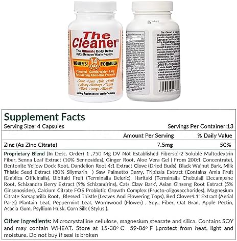 Century Systems The Cleaner Detox, Fórmula Completa de Limpieza Interna para Mujeres, 14 Días, 104 Cápsulas Vegetarianas para Salud Digestiva - imagen 8
