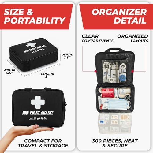 Kit de ros Auxilios M2 BASICS de 300 Piezas, 40 Artículos Únicos, Kit Médico de Emergencia con Bolsa Organizada para Casa, Auto, Viajes y Más - imagen 3