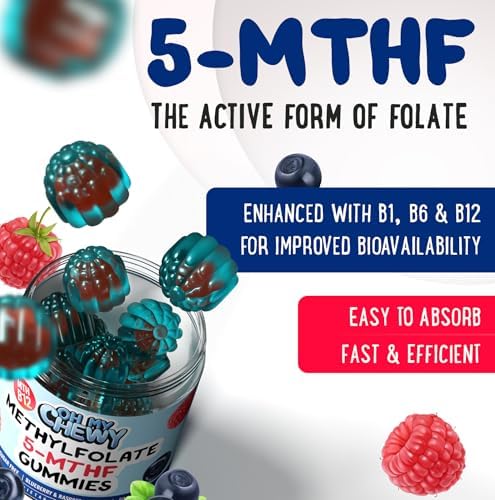 Gomitas OH MY CHEWY con L-Metilfolato 5-MTHF - Vitaminas B Sin Azúcar para Apoyo MTHFR - 60 piezas para Ánimo, Comportamiento y Cognición - imagen 6