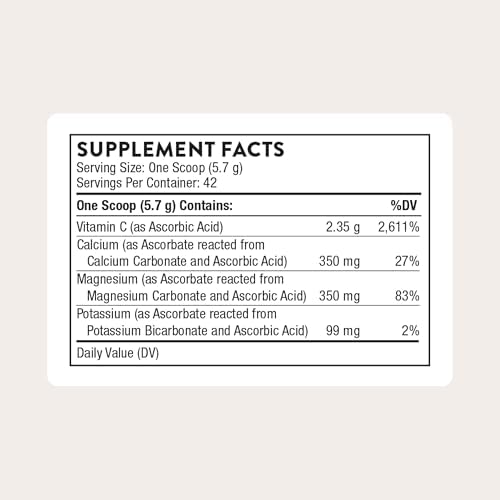 THORNE - Vitamina C de Alta Potencia - Ácido Ascórbico con Calcio, Magnesio y Potasio - Apoyo Inmunológico y Antioxidante - 42 Porciones Sin Gluten, - imagen 2