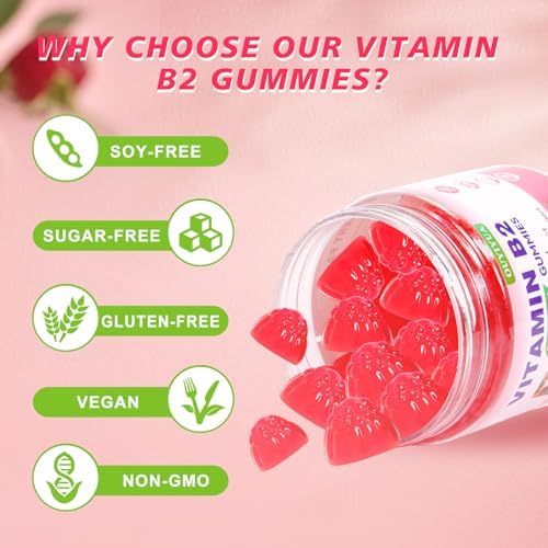Gomitas de Vitamina B2 Riboflavina 400mg con Magnesio para Niños y Adultos, Alivio de Migrañas y Dolores de Cabeza, Veganas, Sin Azúcar, Sabor - imagen 5
