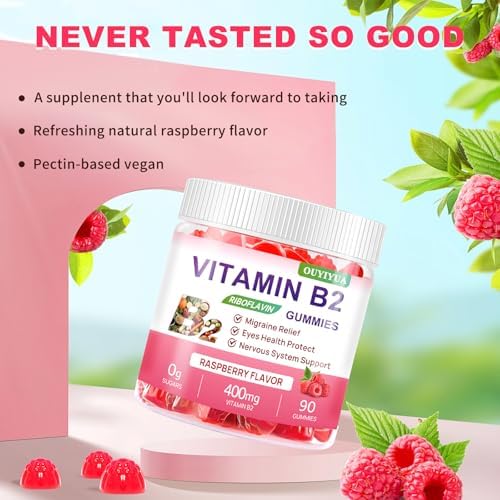Gomitas de Vitamina B2 Riboflavina 400mg con Magnesio para Niños y Adultos, Alivio de Migrañas y Dolores de Cabeza, Veganas, Sin Azúcar, Sabor - imagen 7