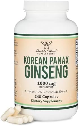 Cápsulas de Ginseng (Extracto de Ginseng Rojo Coreano, Panax Ginseng 10% Ginsenosidos) - Suministro para 4 Meses, 240 Cápsulas Veganas de 1,000mg - imagen 1