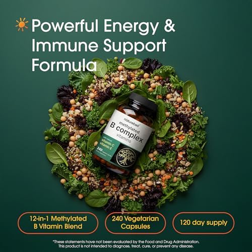 NatureBell Complejo B Metilado - 240 Cápsulas Vegetarianas - Fórmula 12 en 1 de Alta Biodisponibilidad - Apoyo Inmunológico y Energético - Sin OGM y - imagen 2
