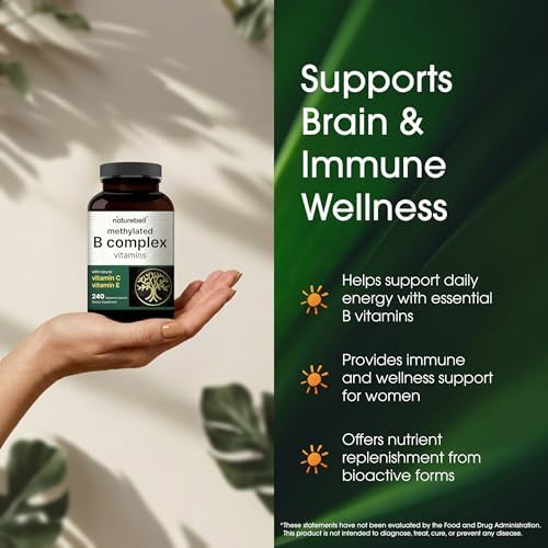 NatureBell Complejo B Metilado - 240 Cápsulas Vegetarianas - Fórmula 12 en 1 de Alta Biodisponibilidad - Apoyo Inmunológico y Energético - Sin OGM y - imagen 4