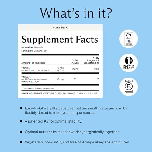 Needed. Vitaminas Prenatales D3/K2 Expertamente Formuladas | Fertilidad, Embarazo, Lactancia y Postparto, Inmunidad Saludable y Desarrollo Óseo | 60 - imagen 2