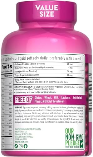 Vitaminas para Cabello, Piel y Uñas de Nature's Truth | 5000mcg | 250 Softgels | Con Colágeno, Biotina y Aceite de Coco | Suplemento No GMO y Sin - imagen 7