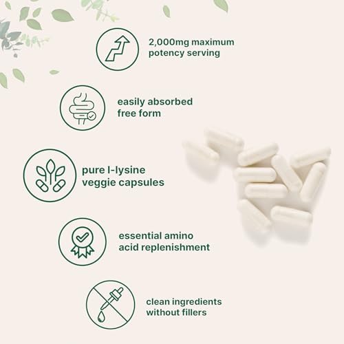 L-Lisina Pura 2,000mg, 300 Cápsulas Veganas | Máxima Potencia, Fácil Absorción | Aminoácido Esencial para Colágeno, Labios y Soporte Inmunológico | - imagen 3