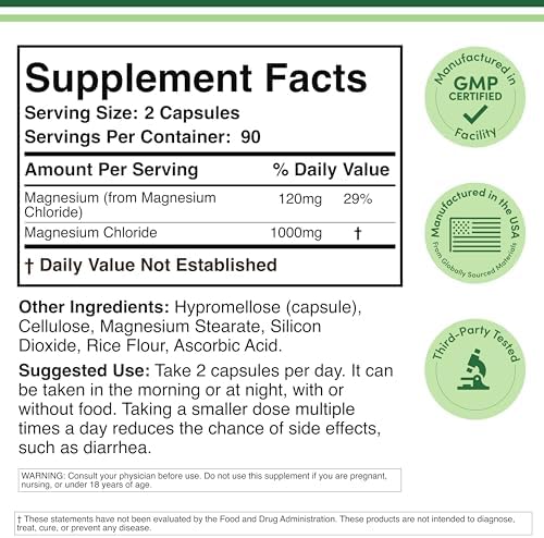 Cloruro de Magnesio Double Wood - 180 Cápsulas, 1,000mg por Porción, Apoya la Salud Digestiva y Ósea - Sin OGM y Libre de Gluten - imagen 2