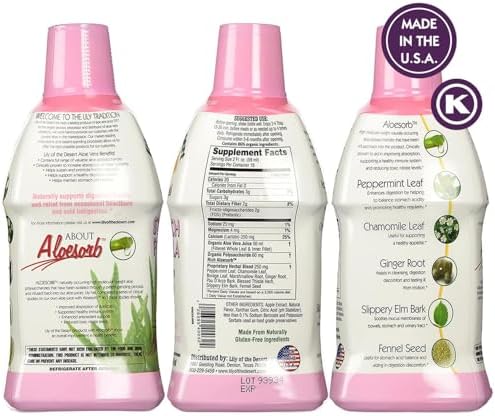 Fórmula Estomacal Lily of The Desert, Jugo de Aloe Vera Orgánico con Olmo Resbaladizo, Manzanilla, Menta y Jengibre para la Salud Digestiva, 32 Oz, - imagen 2