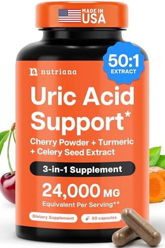 Limpiador 3 en 1 de Ácido Úrico – Suplemento de Extracto de Cereza Ácida con Cúrcuma y Semilla de Apio - Soporte para Pies y Articulaciones - 60 - imagen 1