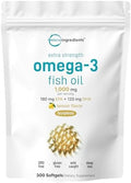 Suplementos de Aceite de Pescado Omega-3 Extra Fuerte Micro Ingredients 1,000mg por Porción, 300 Cápsulas Blandas | Sabor Limón | Sin Eructos | EPA - imagen 1