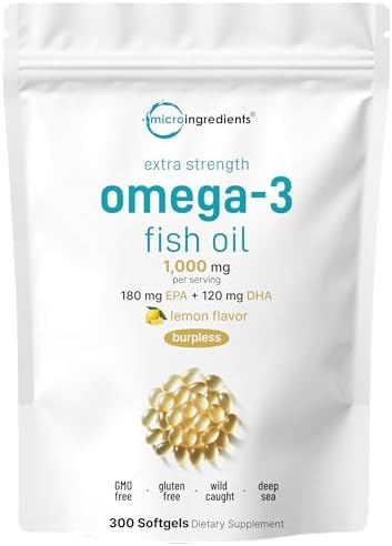 Suplementos de Aceite de Pescado Omega-3 Extra Fuerte Micro Ingredients 1,000mg por Porción, 300 Cápsulas Blandas | Sabor Limón | Sin Eructos | EPA - imagen 1