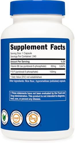 Suplemento de Vitamina B6 P5P Nutricost 100mg, 240 Cápsulas - Vegetariano, Sin OGM, Libre de Gluten - imagen 5