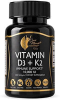 Cocó March N.M.D Suplemento de Vitamina D3+K2 10,000 IU - Alta Potencia para Hombres y Mujeres, Apoyo Inmunológico, Salud Ósea y Articular - Sin - imagen 1