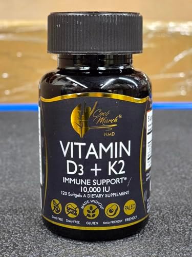 Cocó March N.M.D Suplemento de Vitamina D3+K2 10,000 IU - Alta Potencia para Hombres y Mujeres, Apoyo Inmunológico, Salud Ósea y Articular - Sin - imagen 2
