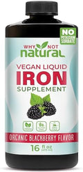 Suplemento de Hierro Líquido Natural Why Not para Mujeres, Hombres y Niños, Vegano, Sin Azúcar, Sabor Orgánico a Mora, 16 Fl Oz - imagen 1