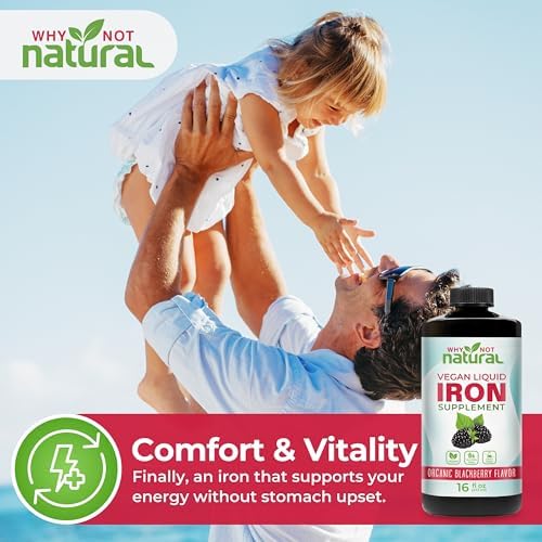 Suplemento de Hierro Líquido Natural Why Not para Mujeres, Hombres y Niños, Vegano, Sin Azúcar, Sabor Orgánico a Mora, 16 Fl Oz - imagen 7