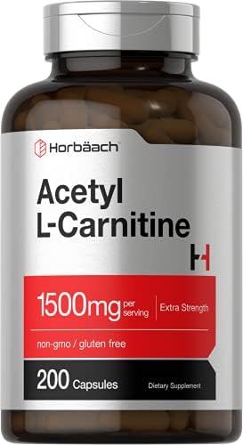 Horbäach Acetil L-Carnitina 1500mg | 200 Cápsulas | Suplemento de Fuerza Extra | Sin OGM y Libre de Gluten - imagen 1