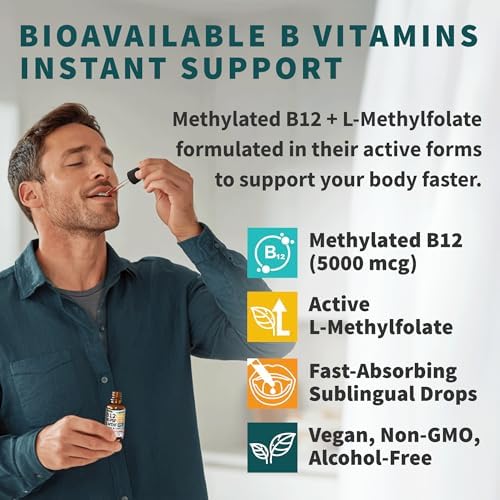 (2 Paquetes) Gotas Líquidas de Complejo B Metilado - Complejo de Vitamina B con L Metilfolato Activo - Gotas Sublinguales de B12 - Vitamina B12 - imagen 2