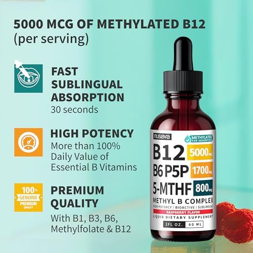 (2 Paquetes) Gotas Líquidas de Complejo B Metilado - Complejo de Vitamina B con L Metilfolato Activo - Gotas Sublinguales de B12 - Vitamina B12 - imagen 8