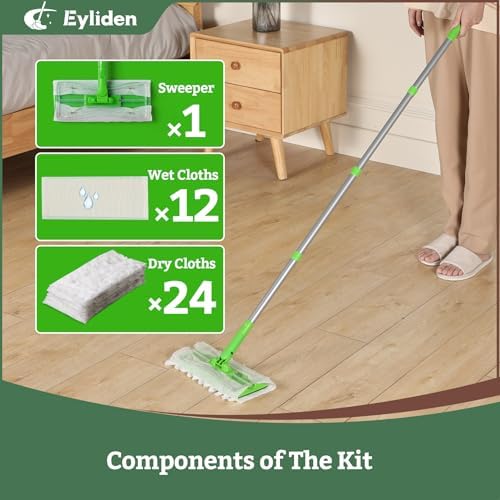 Mopa Eyliden con 36 Recargas - 3 Tipos de Paños Desechables Secos y Húmedos | Diseño de Cierre Seguro, Recargas Universales, Kit de Limpieza - imagen 5
