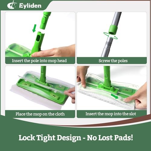 Mopa Eyliden con 36 Recargas - 3 Tipos de Paños Desechables Secos y Húmedos | Diseño de Cierre Seguro, Recargas Universales, Kit de Limpieza - imagen 8