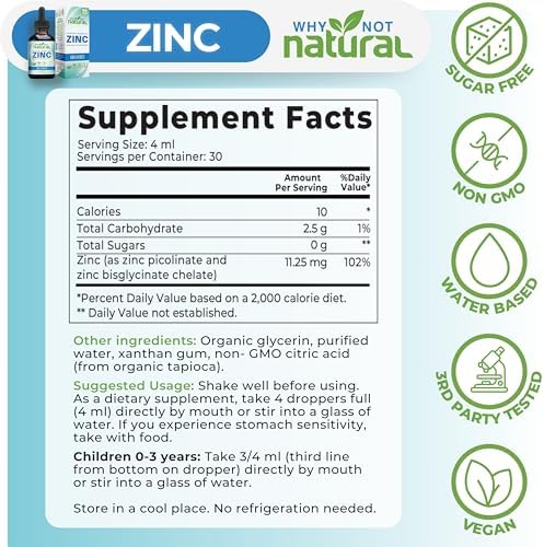 Suplemento de Zinc Líquido Orgánico en Gotas con Picolinato y Bisglicinato Quelado, Vegano - imagen 5