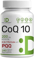 Suplemento DEAL CoQ10 200mg con PQQ 200mcg, 240 Cápsulas Veganas | Complejo Bioavailable de Coenzima Q10 | Apoya la Salud del Corazón, Energía y - imagen 1