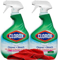 Spray Limpiador Clorox Clean-Up con Blanqueador, Paquete de 2, Desinfectante Multiusos para Cocina y Baño, 32 oz. Cada uno + Paño de Microfibra Rojo - imagen 1