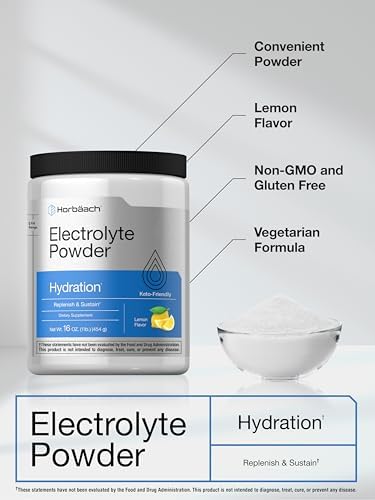 Horbäach Polvo de Electrolitos | 16 oz | 130 Porciones | Suplemento de Hidratación | Vegetariano | Apto para Keto | Fórmula Sin OGM y Sin Gluten | - imagen 4