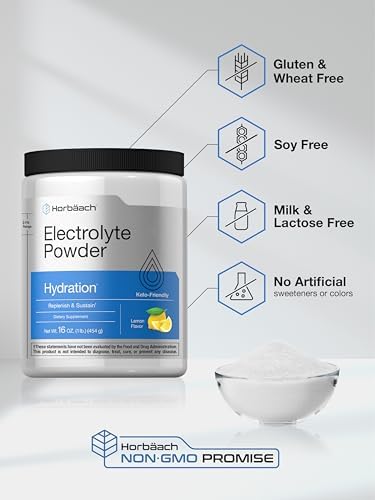 Horbäach Polvo de Electrolitos | 16 oz | 130 Porciones | Suplemento de Hidratación | Vegetariano | Apto para Keto | Fórmula Sin OGM y Sin Gluten | - imagen 5