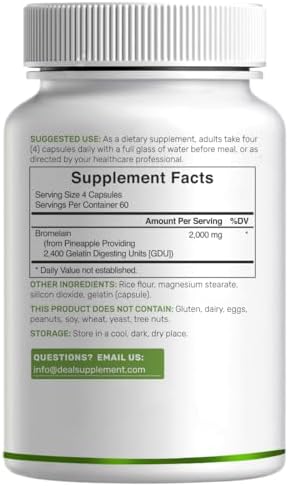 Suplemento de Bromelina 2,000mg por Porción, 240 Cápsulas – Enzimas Proteolíticas Naturales de Piña Fresca – Apoya la Digestión de Nutrientes - imagen 7