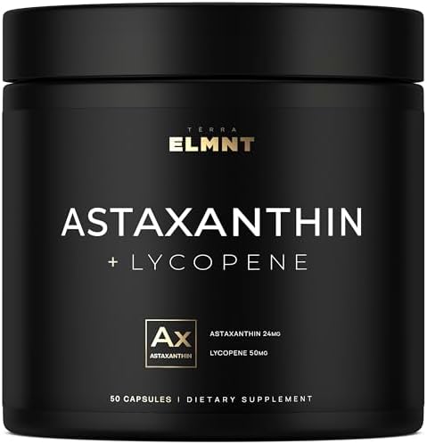 Suplemento de Astaxantina 24mg + Licopeno 50mg - Fuerza Clínica de Carotenoides para la Piel - 100% Natural de Microalgas - Mejores Suplementos para - imagen 1