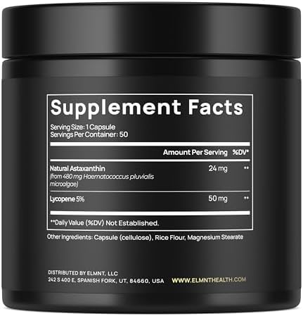 Suplemento de Astaxantina 24mg + Licopeno 50mg - Fuerza Clínica de Carotenoides para la Piel - 100% Natural de Microalgas - Mejores Suplementos para - imagen 2