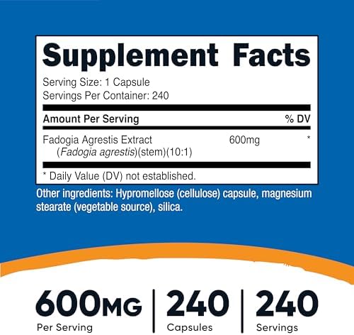 Nutricost Fadogia Agrestis (240 Cápsulas | 600 mg Por Porción) - Extracto Potente 10:1, Suplemento Libre de Gluten y GMO - imagen 2