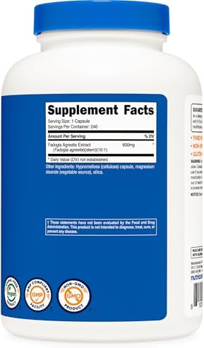 Nutricost Fadogia Agrestis (240 Cápsulas | 600 mg Por Porción) - Extracto Potente 10:1, Suplemento Libre de Gluten y GMO - imagen 5