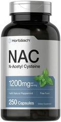 Suplemento de NAC N-Acetil Cisteína Horbäach 1200mg | 250 Cápsulas en Polvo | Con Menta Natural | Sin OGM, Libre de Gluten - imagen 1